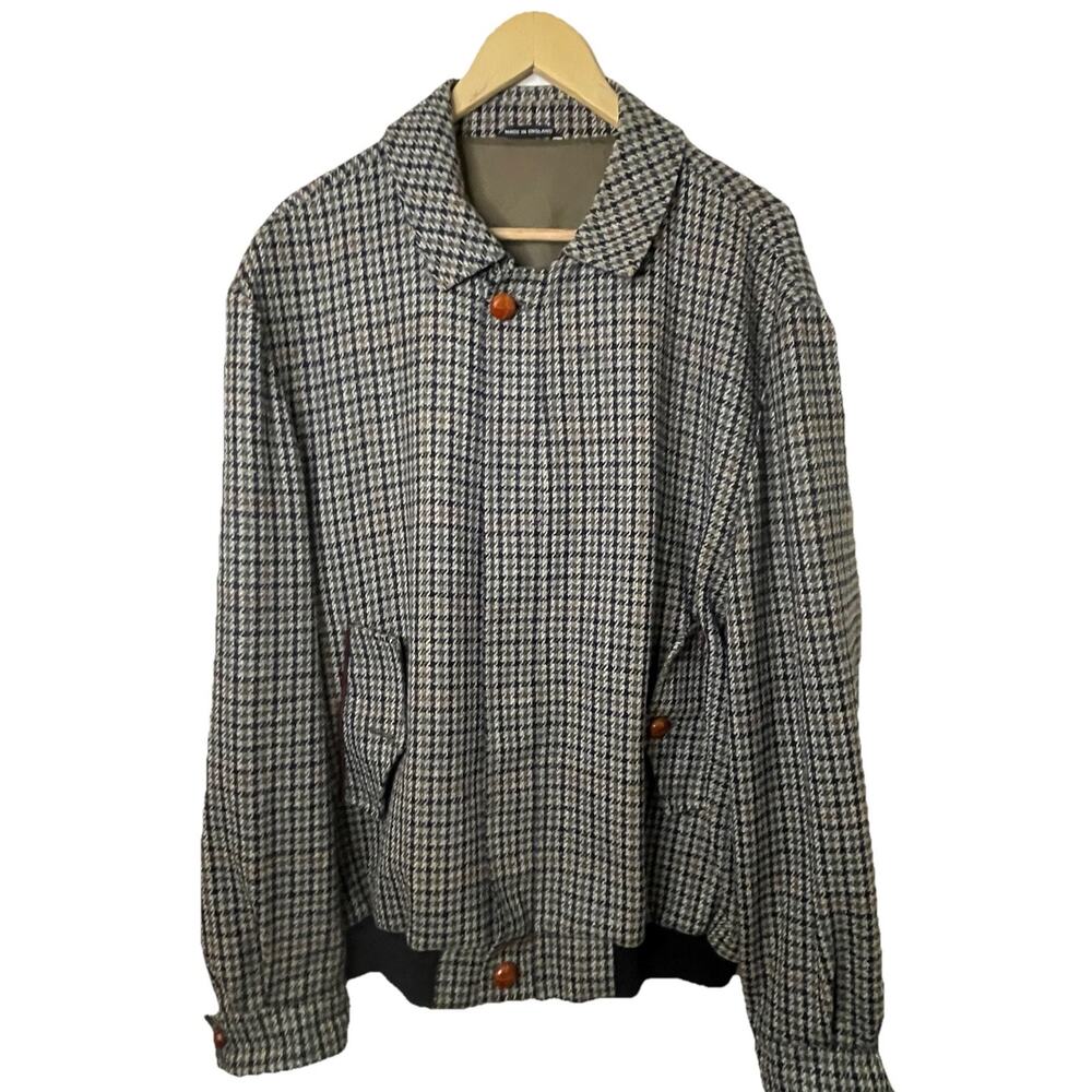 VTG Tuttle Golf Blouson Bomber Jacket Herringbone Wool Tweed England Elegant XL